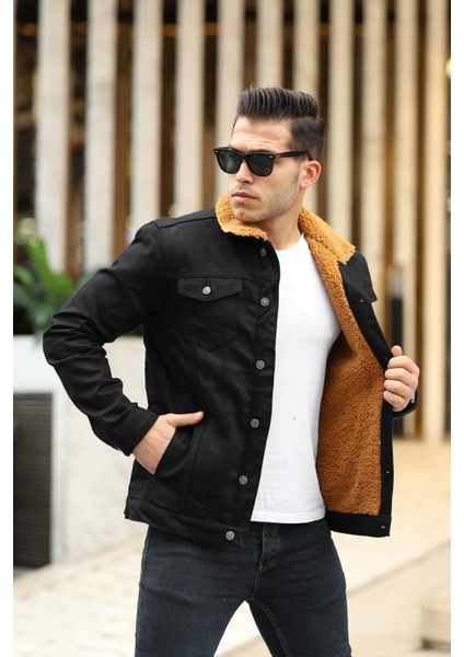 Erkek Içi Kürklü Kot Ceket
