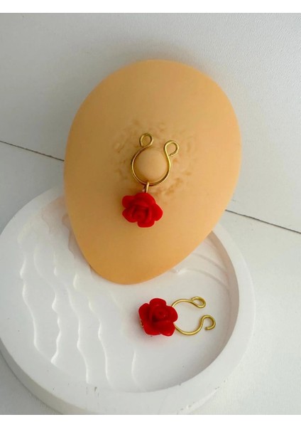 Arescollection Delik Gerektirmeyen ( Deliksiz) Sıkıştırma Güllü Fake Göğüs Ucu Nipple Piercing(2 Adet) fiyatları