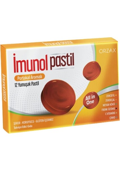 Imunol Portakal Aromalı 12 Pastil X 3 Adet