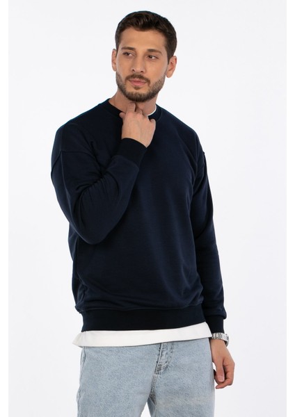 Bisiklet Yaka Sweatshirt - Lacivert