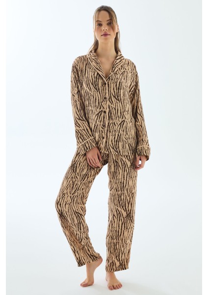 11500 Uzun Kol Gömlek ve Pantolon Viskon Pijama Takımı