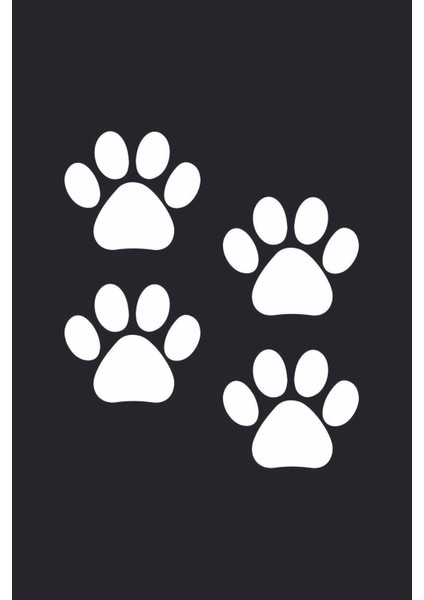 4 Lü Pati Oto Sticker Araba Oto Cam Kedi Köpek Pati Izi Arma Duvar Etiket Çıkartma Siyah-Beyaz