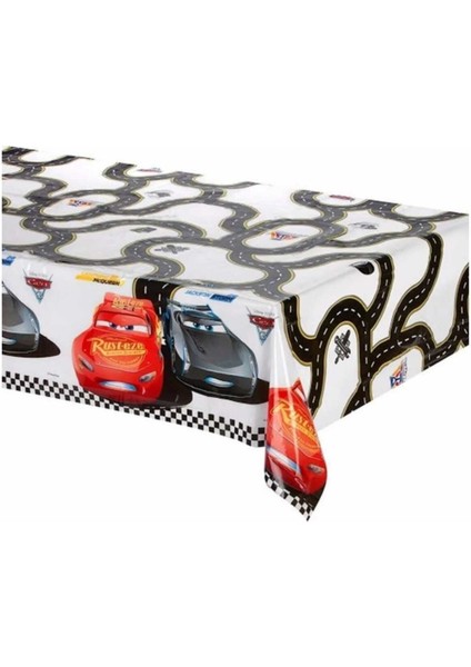 Parti Aşkı Şimşek Mcqueen Cars Temalı Masa Örtüsü - 120 x 180 cm Cars&yarış&araba Konsept Erkek Çoçuk Doğum Günü