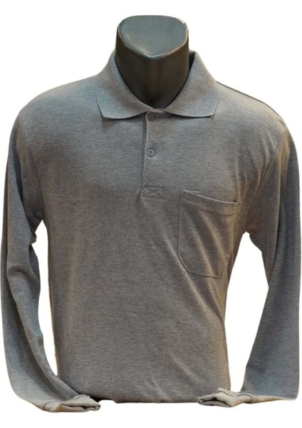 Polo Yaka Uzun Kol Lacoste - Gri - L