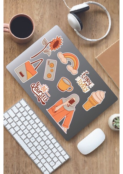Kapalı Kız Sticker Dekoratif Laptop Sticker Notebook Tablet Telefon Ajanda Defter Tatil Eşya Seti-6