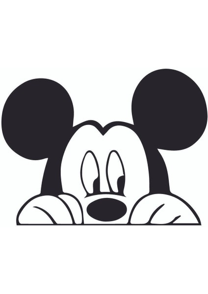 Mickey Mouse Araba Oto Laptop Cam Arma Duvar Etiket Çıkartma Siyah 20X15 cm