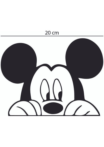 Mickey Mouse Araba Oto Laptop Cam Arma Duvar Etiket Çıkartma Siyah 20X15 cm
