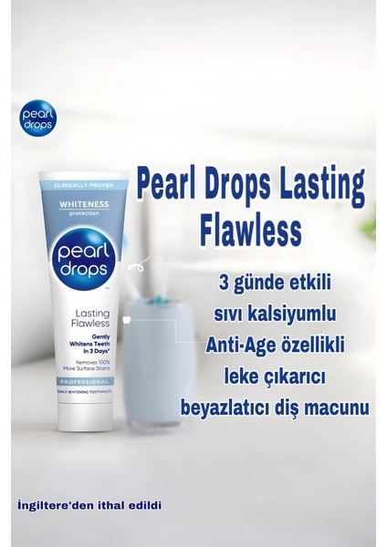 2 Adet - Pearl Drops Lastıng-Sıvı Kalsiyum ile Anti-Age Özellikli, Leke Çıkarıcı,Beyazlatıcı 3 Günde Etkili Diş Macunu 75ml.