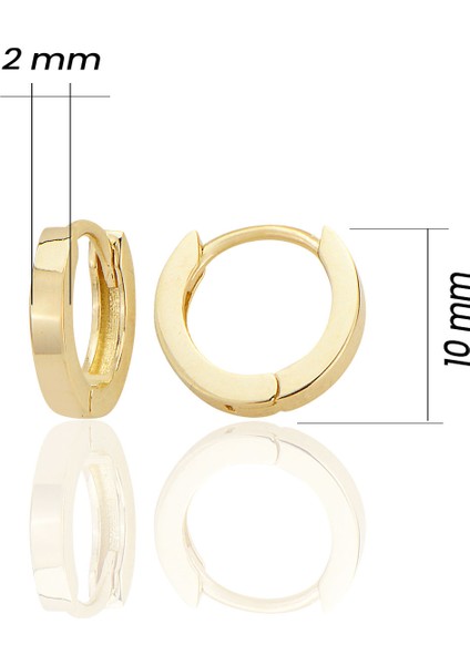 14K Altın Sade Küpe Minimalist Tasarım Küçük Boy Huggie Halka Küpe Sarı Renk