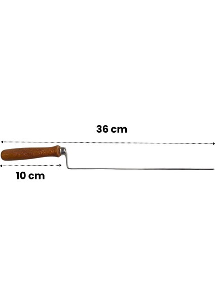 Cağ Kebap Şişi Paslanmaz Çelik ve Ahşap Saplı - 36 cm