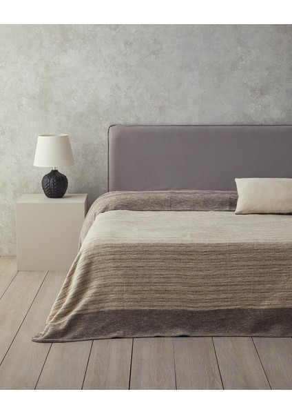 Dotty Lines Pamuklu Tek Kişilik Battaniye 150X200 cm Gri
