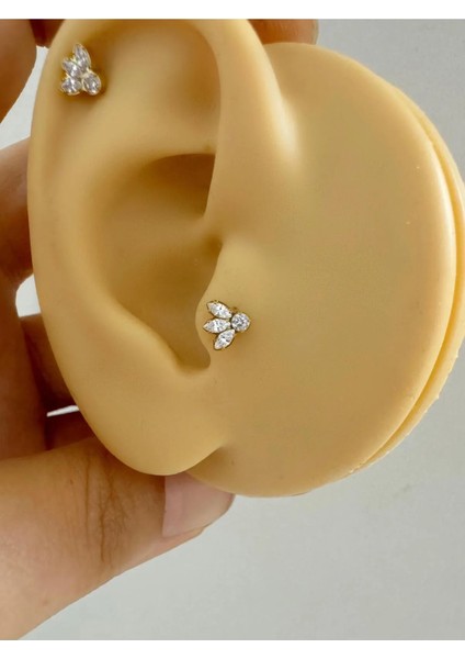 Arescollection 1 Adet G23 Titanium ( Titanyum ) Zirkon Taşlı Tragus Helix Conch Lobe Uyumlu Piercing