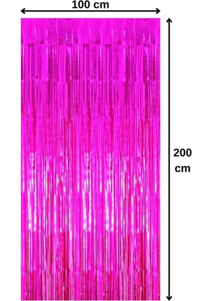 Parti Aşkı Metalize Fuşya Renk Arka Fon Perdesi 100 x 200 Cm & Barbie Konsept Doğum Günü Parti Süsü