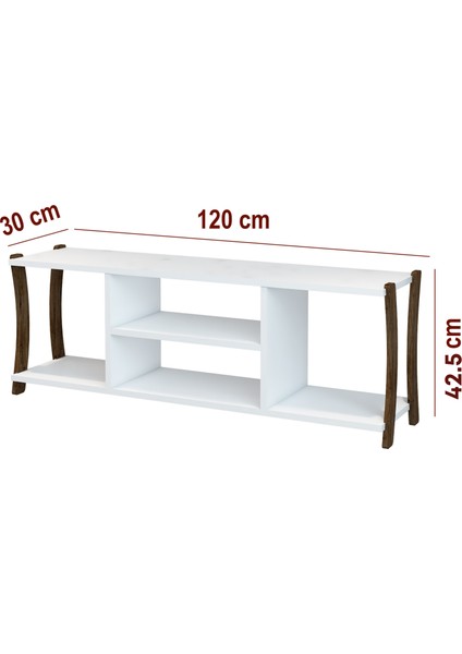 Mila Beyaz Ahşap Tv Ünitesi, Televizyon Sehpası – Ergonomik Tasarım, 120x30 Cm, Demonte