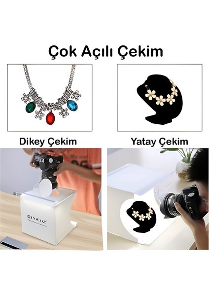 Ürün Fotoğraf Çekim Çadırı Profesyenel Stüdyo LED Işıklı Kiti Beyaz Plastik Stüdyo Mini