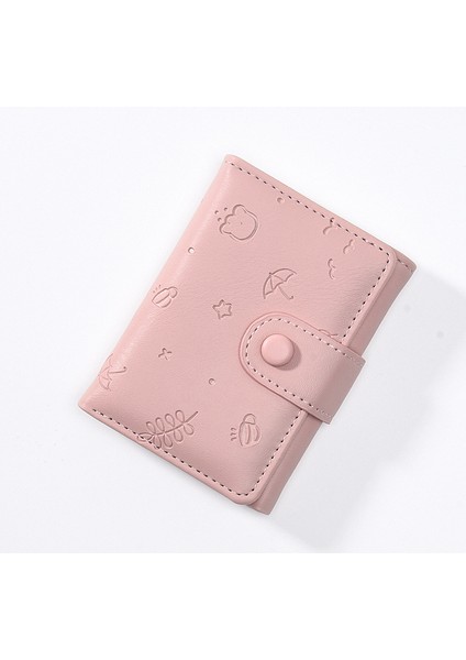 Cüzdan Kart Tutucu Yüksek Kaliteli Pürüzsüz Pu Deri Malzeme Taze Dikiş Stili, Pembe (Yurt Dışından)