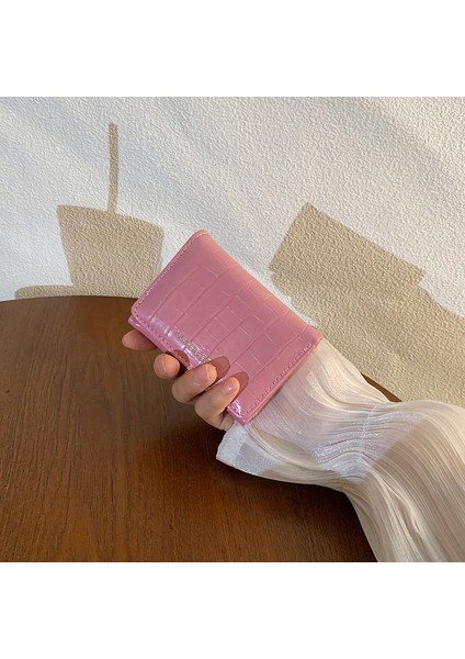 Cüzdan Kart Tutucu Seçılmiş Çevre Dostu Pu Malzeme Taş Desen Stili, Pembe (Yurt Dışından)