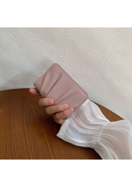 Cüzdan Kart Tutucu Seçılmiş Çevre Dostu Pu Malzeme Popüler Pilili Stil, Pembe (Yurt Dışından)