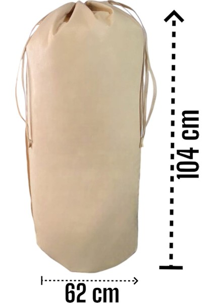 Bej Büzgülü Hurç 2'li Set Xxlarge 104X62CM - Taşınma Çantası - Yorgan Yastık Çamaşır Saklama Torbası