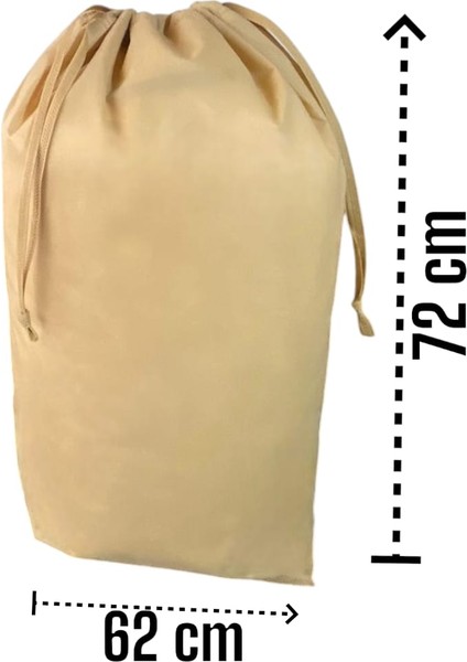 Bej Büzgülü Hurç 3'lü Set - Xxl, Xl, L - Taşınma Çantası - Yorgan Yastık Çamaşır Saklama Torbası