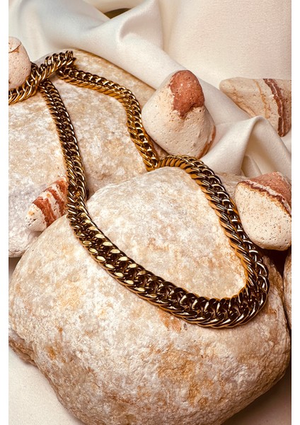 Life Gurme Zincir Model Altın Gold Renk Şık Paslanmaz Çelik Kolye indirimleri