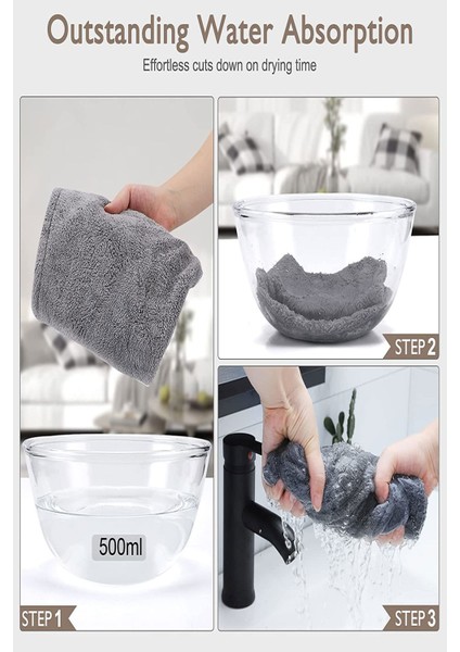 Gri Renk Mikrofiber Saç Havlusu, Saç Bonesi, Banyo Deniz ve Havuz Sonrası Plaj Için