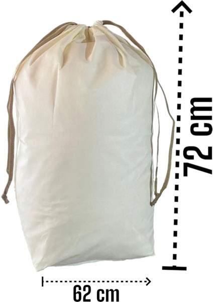Krem Büzgülü Hurç Large 72X62 cm - Taşınma Çantası - Yorgan Yastık Çamaşır Saklama Torbası
