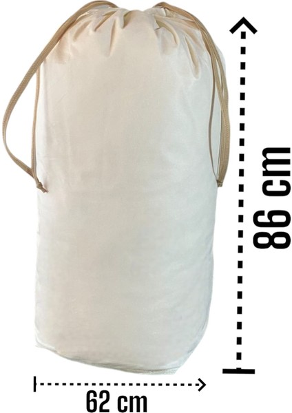 Krem Büzgülü Hurç Xlarge 86X62 cm - Taşınma Çantası - Yorgan Yastık Çamaşır Saklama Torbası