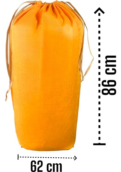 Turuncu Büzgülü Hurç 8'li Set - 2xxl ,2xl, 4l -Taşınma Çantası-Yorgan Yastık Çamaşır Saklama Torbası