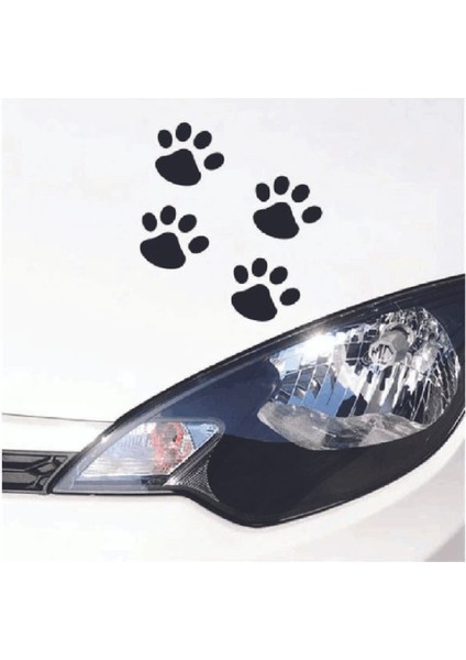 Pati Izleri 20 Adet Oto Sticker Araba Cam Kedi Köpek Pati Izi Duvar Etiket Çıkartma Siyah-Beyaz modelleri