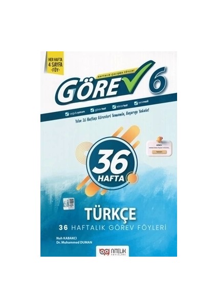 Nitelik 6. Sınıf Görev Türkçe 36 Haftalık Görev Föyleri Yeni