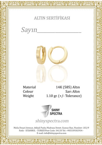 14K Altın Sade Küpe Minimalist Tasarım Küçük Boy Huggie Halka Küpe Sarı Renk