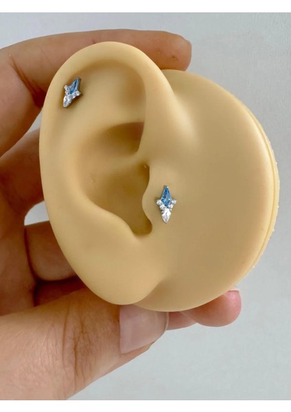 Arescollection 1 Adet G23 Titanium ( Titanyum )Mavi Zirkon Taşlı Tragus Helix Conch Lobe Uyumlu Piercing fiyatları