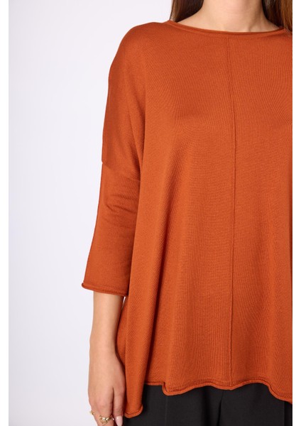 Helion Bol Kesim Kadin Triko Kazak - Safran modelleri