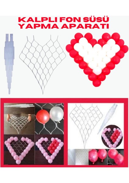 Kalp Balon Yapma Aparatı Sevgililer Günü Balon Standı Kalpli Fon Süsü