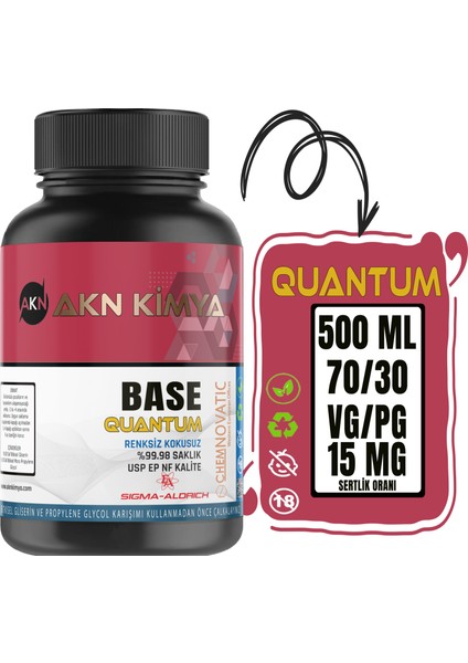 Quantum Sigma Chemnovatic 15 Mg Gliserin Propilen Glikol Base Nbase Vg Pg 70-30 100 ml 250 ml 500 ml 1000 ml