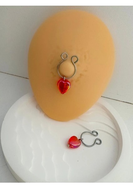 Arescollection Delik Gerektirmeyen ( Deliksiz) Sıkıştırma Kalpli Fake Meme Ucu Nipple Piercing(2 Adet) fiyatları