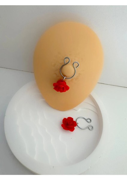 Arescollection Delik Gerektirmeyen ( Deliksiz) Sıkıştırma Güllü Fake Göğüs Ucu Nipple Piercing(2 Adet) fiyatları