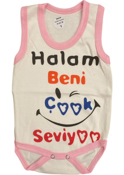 Halam Beni Çok Seviyoo Kalpli Pamuk Çıtçıtlı Zıbın