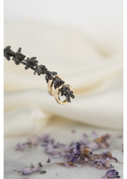 14 Ayar Altın Sade Halka Küpe Huggie Minimalist Tasarım Sarı Renk fırsatları