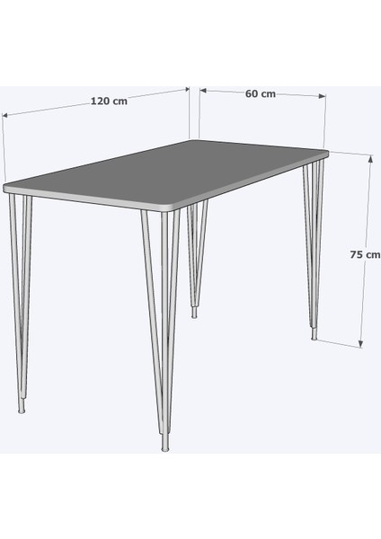 60 x 120 cm metal ayaklı mutfak masası yemek masası çalışma masası