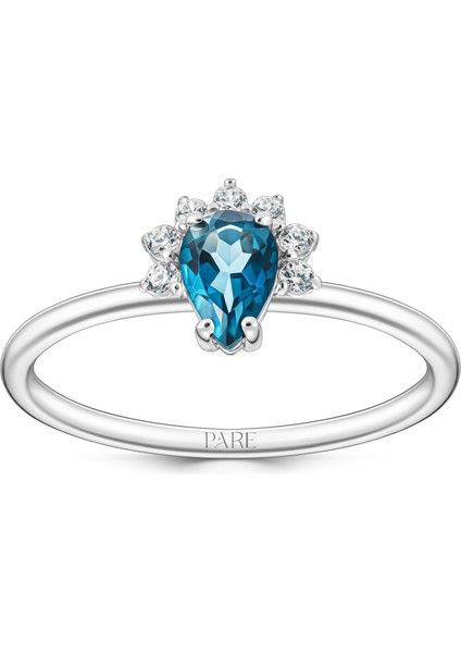 0,60 Karat London Blue Topaz Pırlanta Yüzük - PR01129