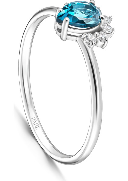 0,60 Karat London Blue Topaz Pırlanta Yüzük - PR01129