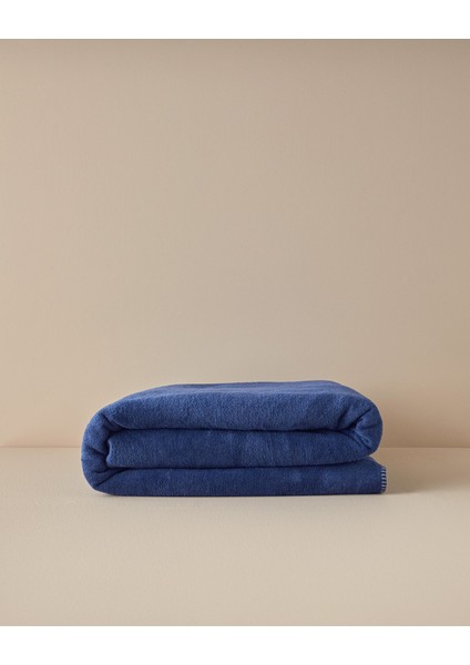 Plain Pamuklu Çift Kişilik Battaniye 200 x 220 cm Mavi - Lacivert