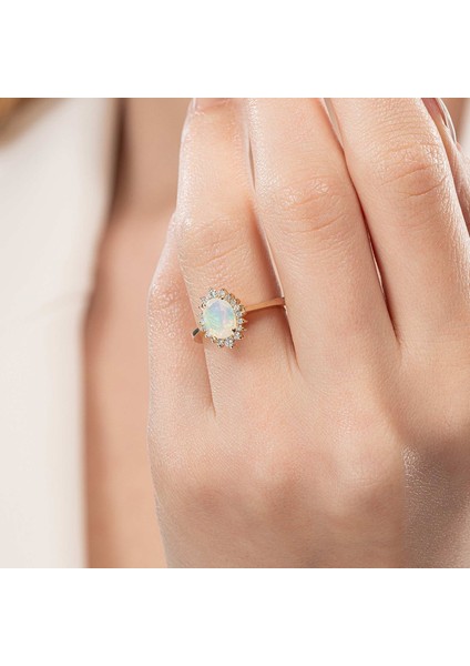 1,04 Karat Pırlantalı Opal Yüzük - PR01151