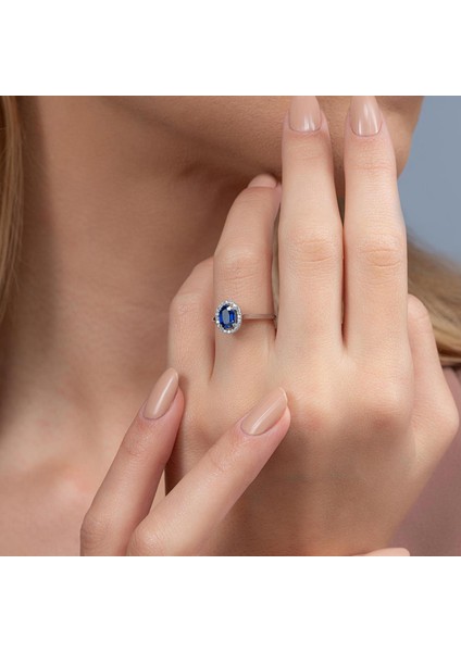 1,18 Karat Safir Pırlanta Yüzük - PR00656