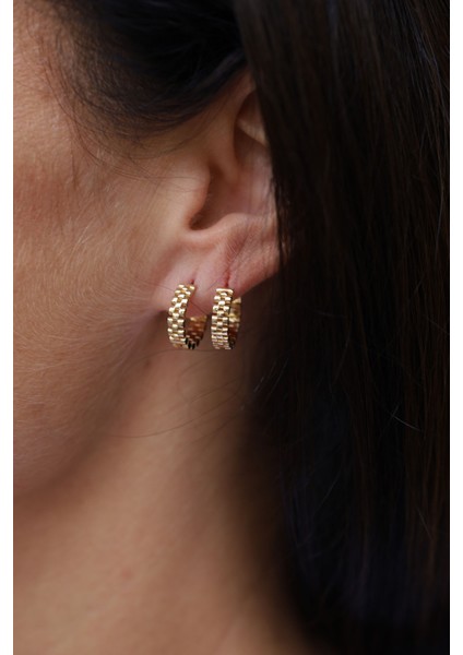 14 Ayar Altın Kordon Desenli Halka Küpe fiyatları