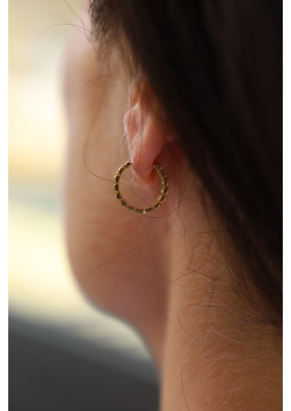 14 Ayar Altın Kordon Desenli Halka Küpe modelleri