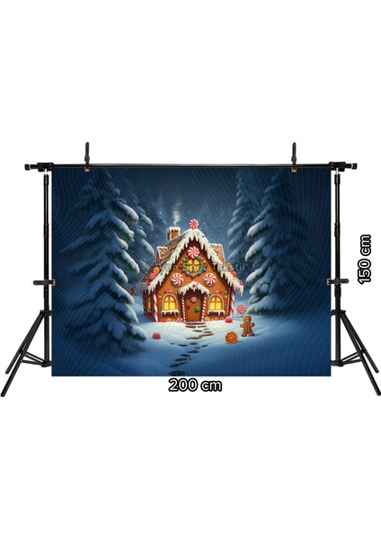 Zencefilli Kurabiye Evi Temalı 200 x 150 cm Stüdyo Fonu Arka Plan Kış Masalı fiyatları