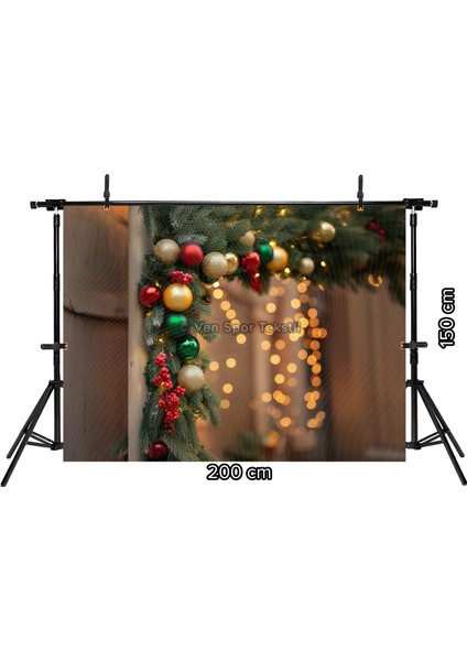 Renkli Noel Süsleri ve Işıklarla Bezenmiş 200 x 150 cm Stüdyo Fonu Arka Plan fiyatları